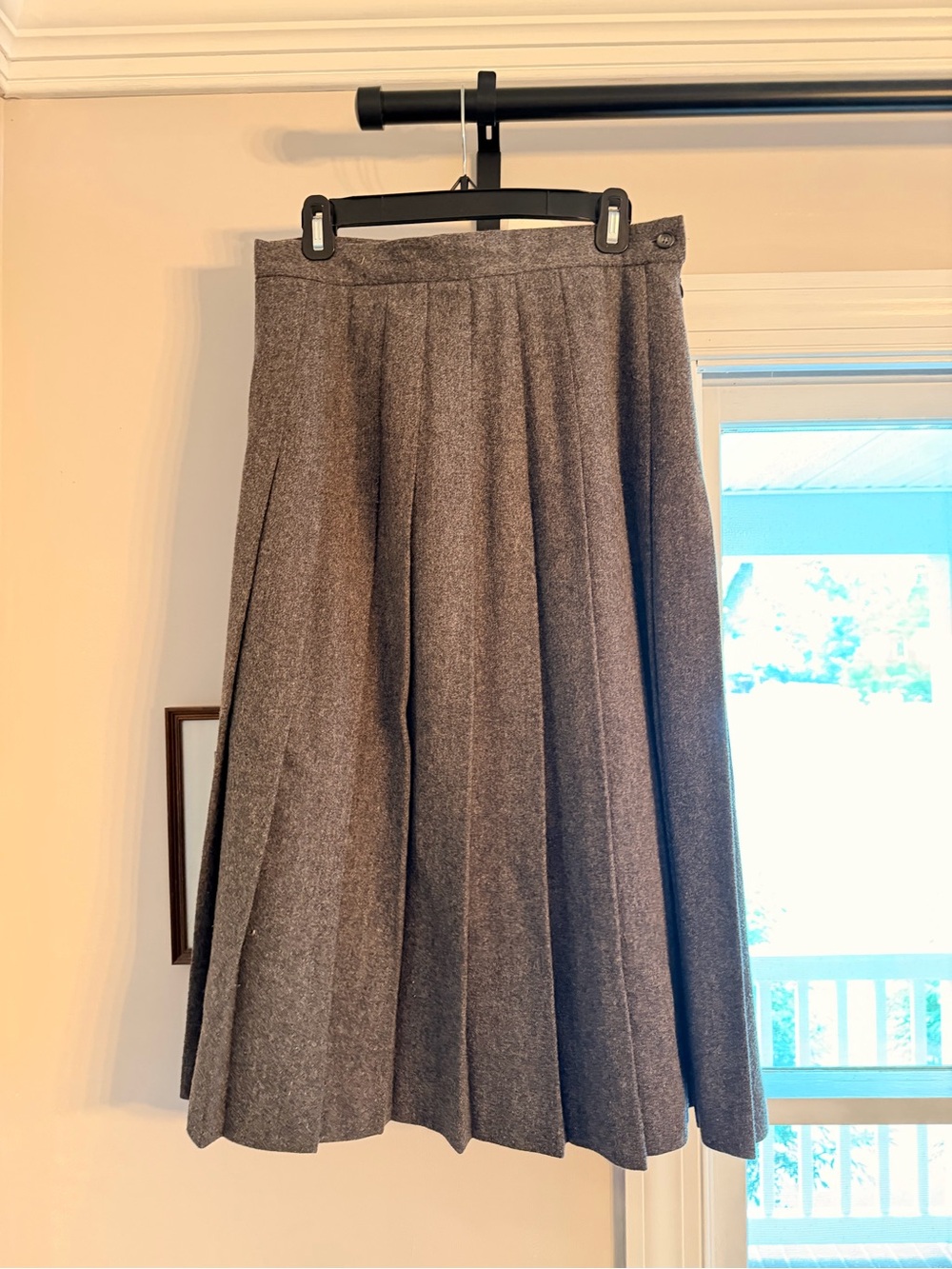 Vintage L.L. Bean Pleated Midi Skirt in Charcoal Gray